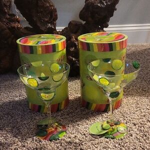 SALE--Colorful Lime Lolita Martini Glass Set